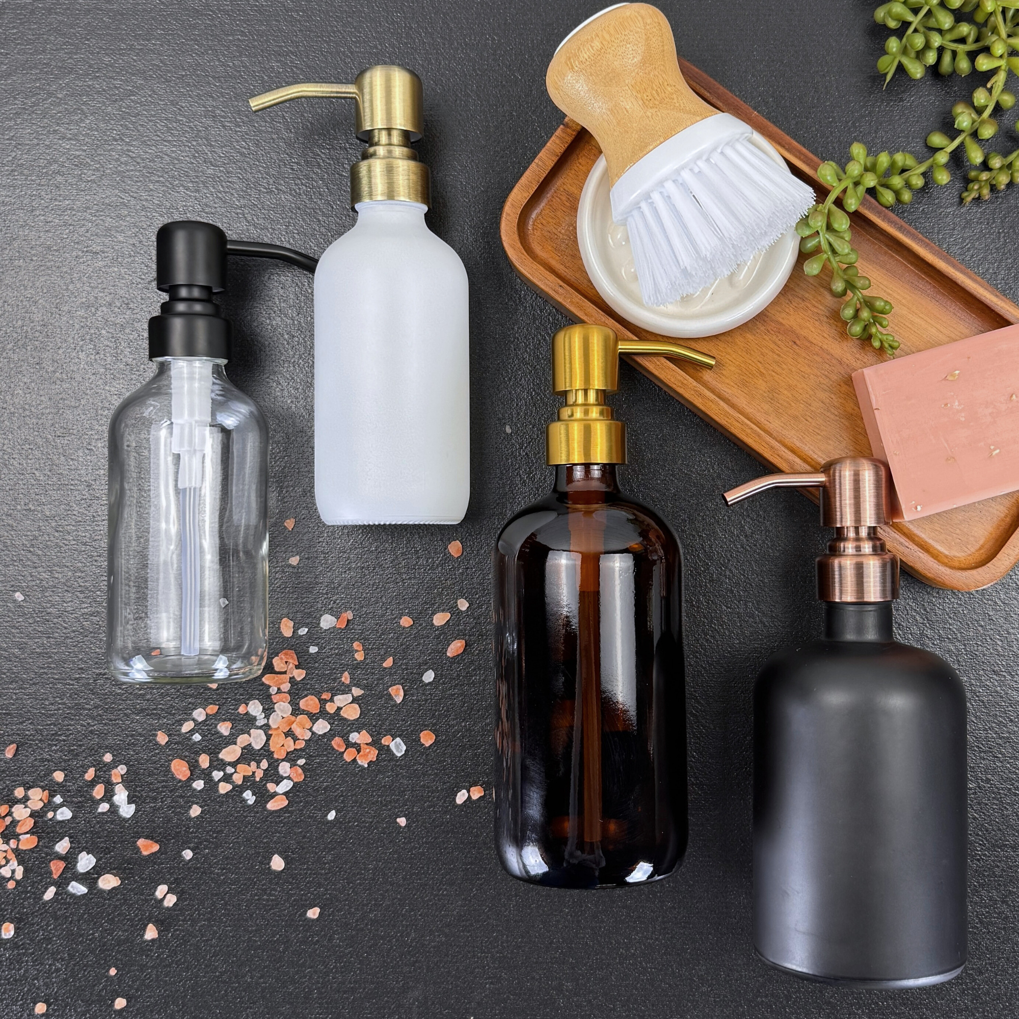 The Bottle Shoppe – wholesale Tvåldispenser – Bärnstensfärgad glasdispenser - 8oz eller 16oz5