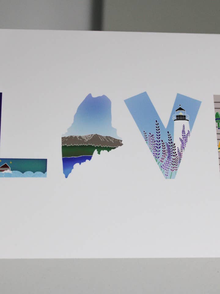 LOVE Maine Icon | Nautical Lighthouse Greeting Card for wholesale by Scribbles and Doodlez