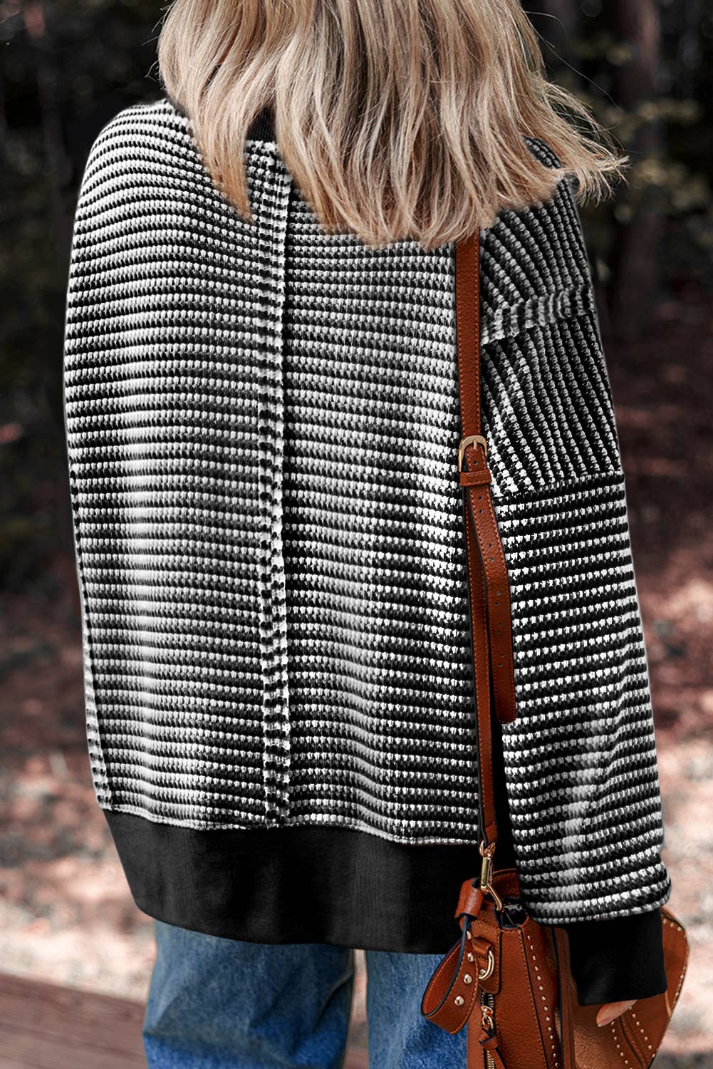 Little Daisy Closet - Wholesale Knit Top - Women's -  LDC Ribbed Trim Drop Shoulder Long Sleeve Oversize Top3