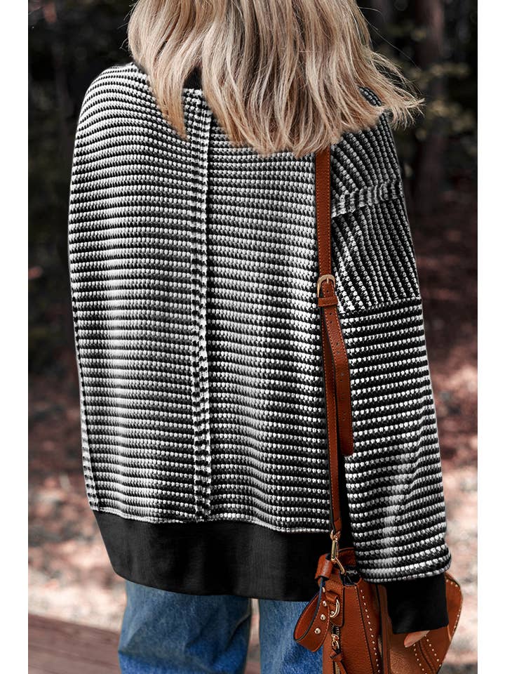 Little Daisy Closet - Wholesale Knit Top - Women's - LDC Ribbed Trim Drop Shoulder Long Sleeve Oversize Top3