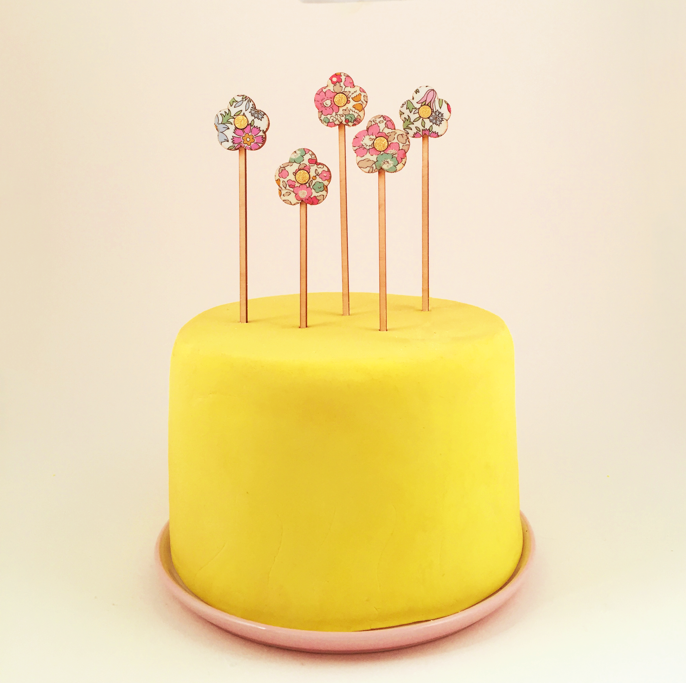 Eleanor Moss Studio - Wholesale Cake/Cupcake Topper - Flowers Betsy Ann Liberty of London Set of 3 Cake Toppers1