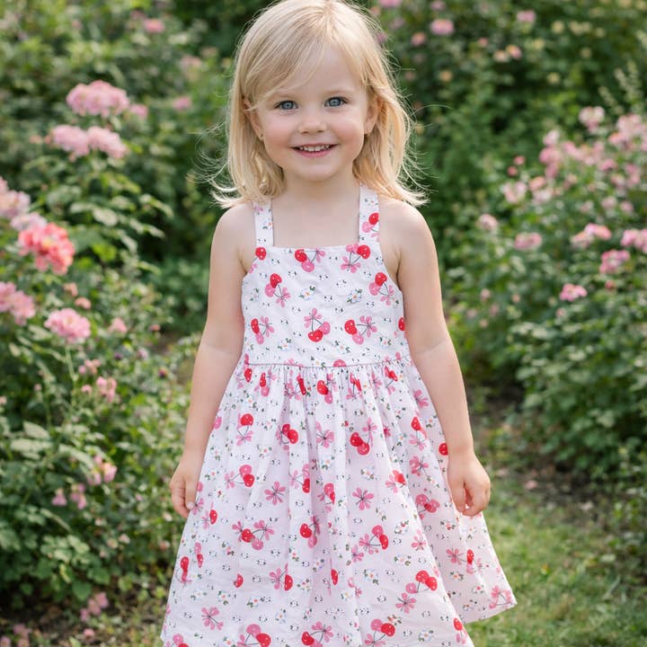 Cherries Sun Girl's Dress for wholesale by Marco and Lizzy
