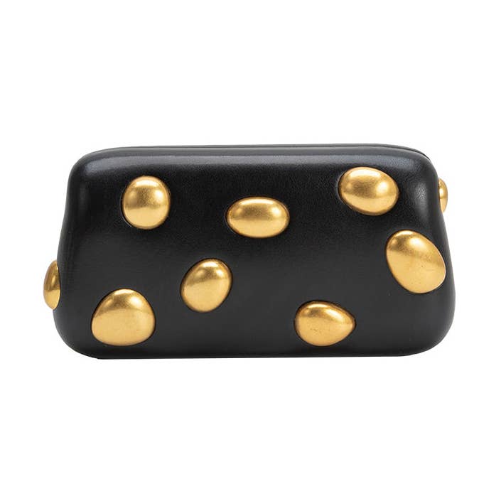 Freyja Black Orbs Clutch Bag em Pele Vegan Pré-Encomenda 30/4 por atacado de Melie Bianco
