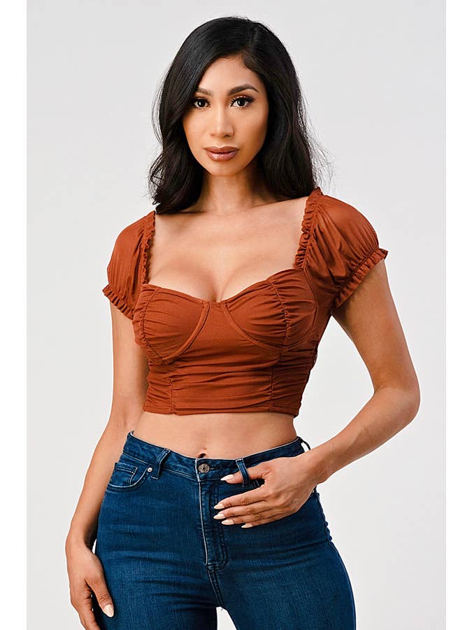 SHERO – wholesale Blouse – Women’s – RUCHED MESH TOP