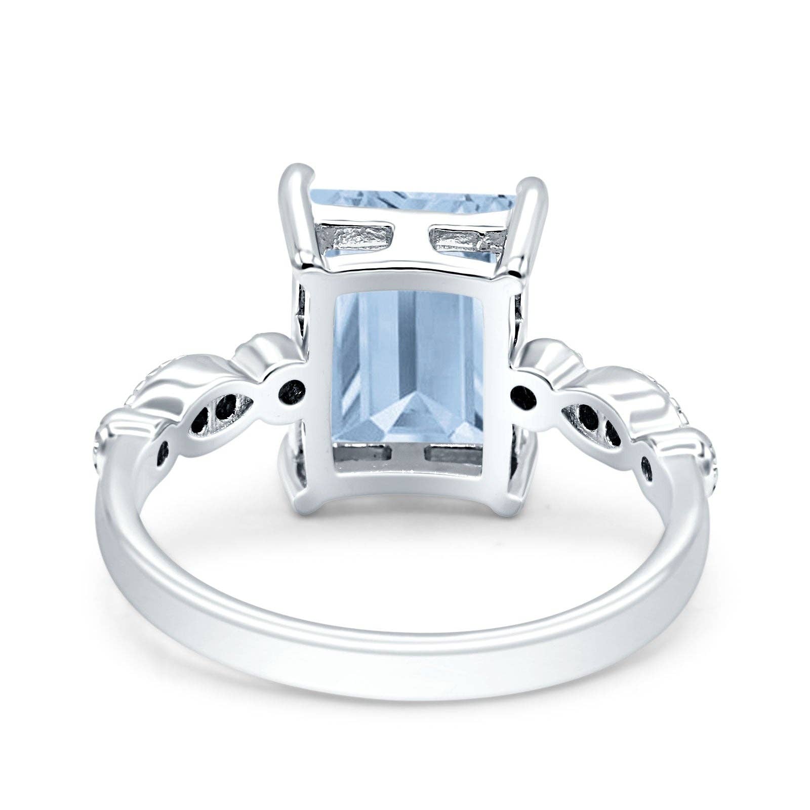 Vintage Emerald Cut Simulated Aquamarine CZ Engagement Ring for wholesale on Faire2