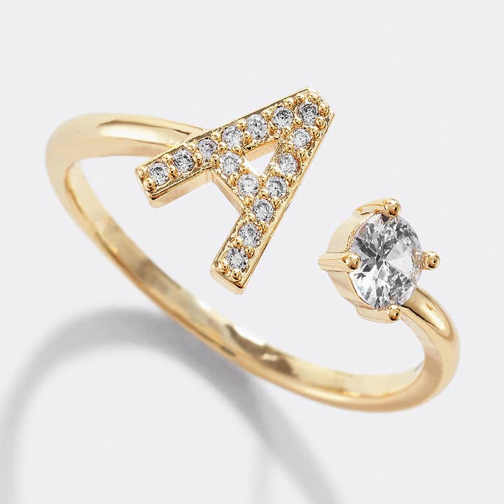 Mint & Lily - Wholesale Multi-Stone Ring - Pave Adjustable Initial Ring0