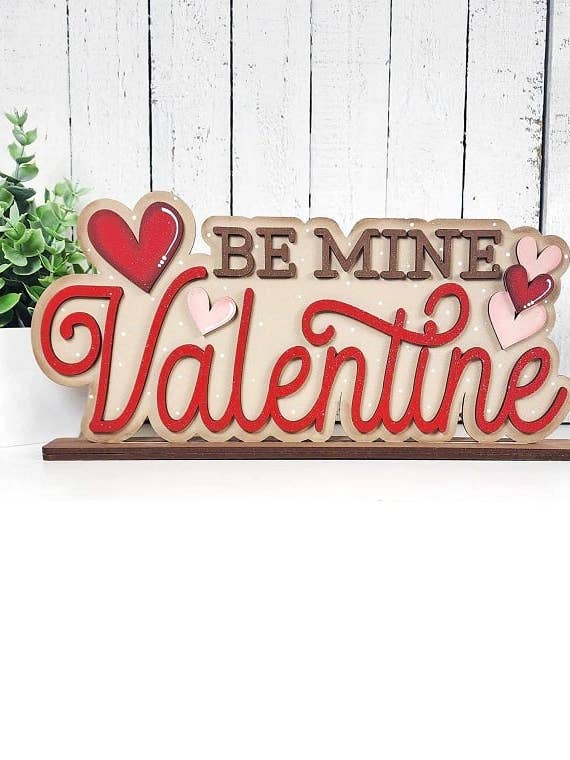 Be Mine Valentine Shelf Sitter Valentine Decor for wholesale by Heartland Decor