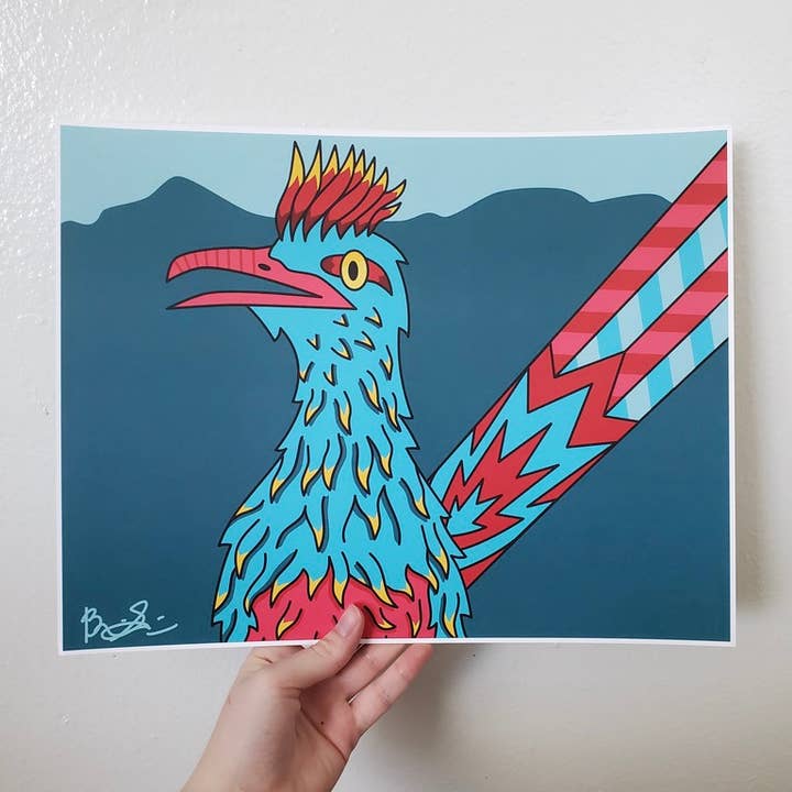 Brianna Gardocki Art - Wholesale Art Print - Roadrunner New Mexico Enchanted Desert Art Print2