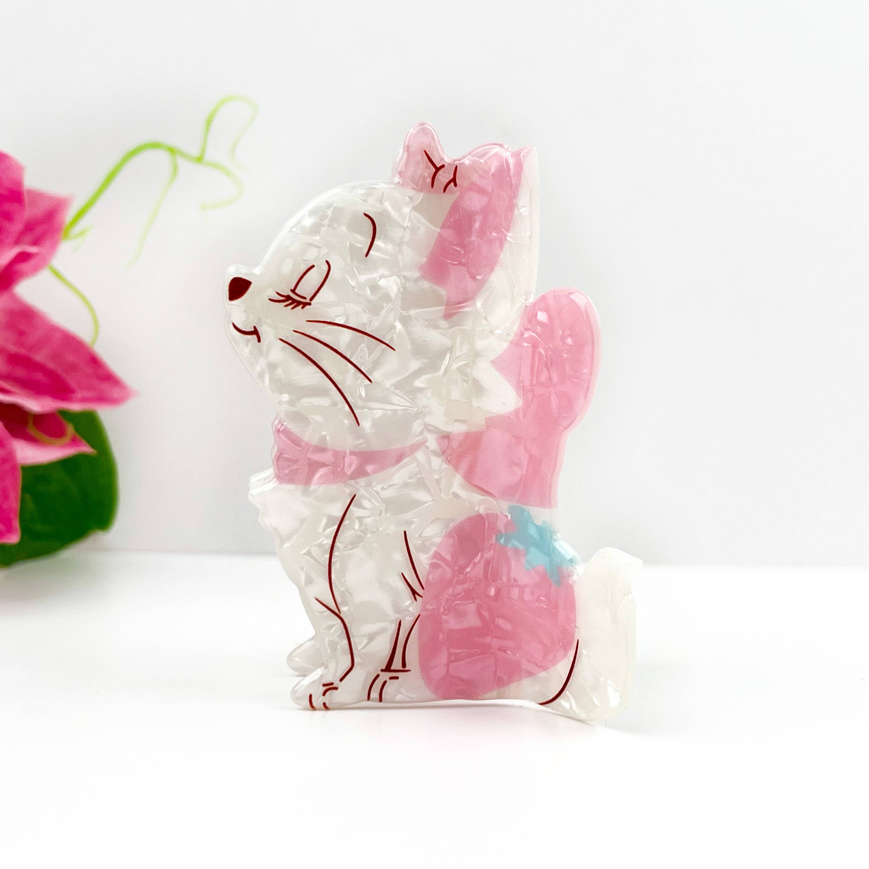 Pink 🦋🐱 Butterfly Cat Print Claw Clip – Elegant Acetate Style for wholesale on Faire1