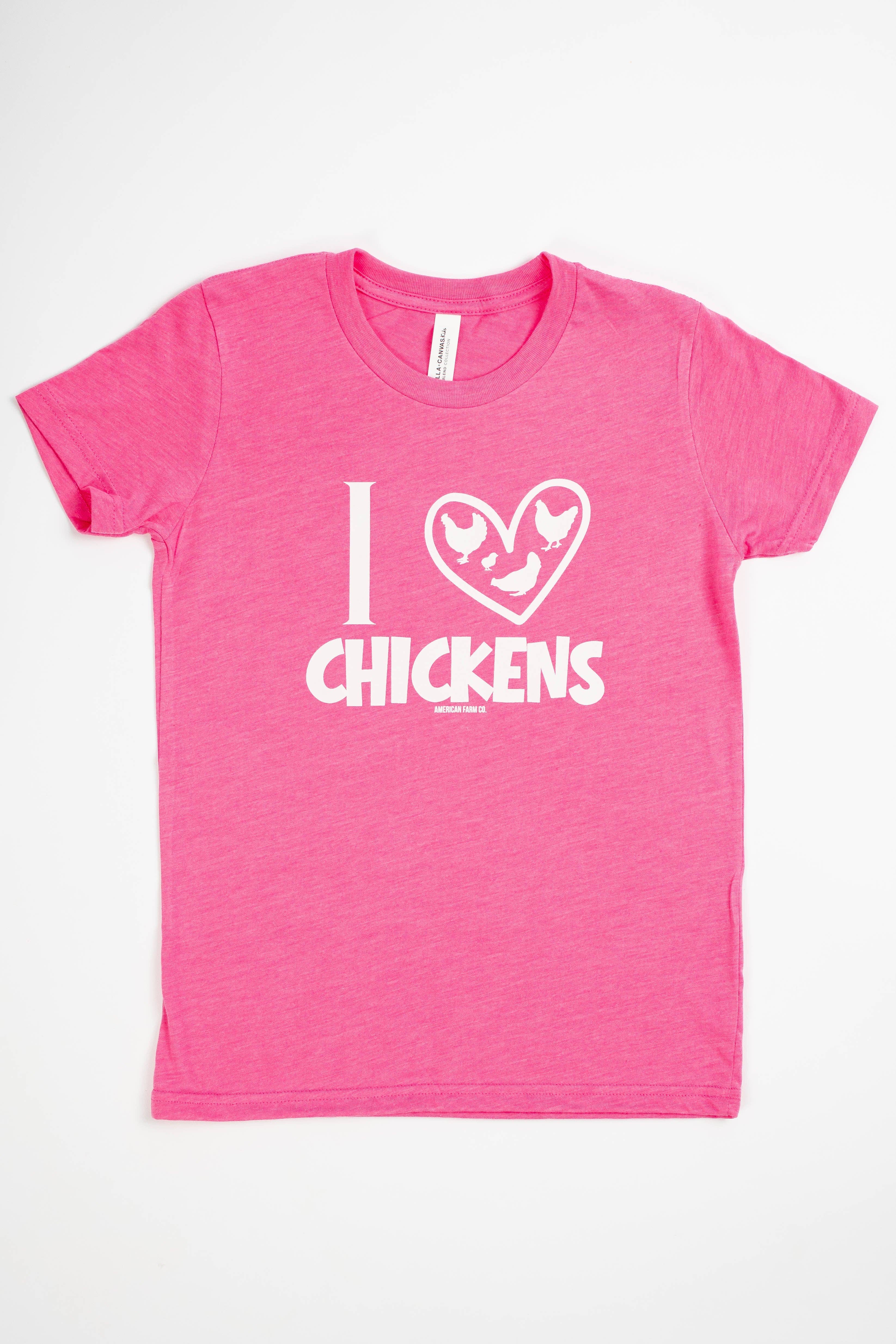 American Farm Company - Wholesale Screen Printed T-Shirt - Kids - Western 'I ♥ Chickens' Pink Toddler/Youth Graphic Tee2