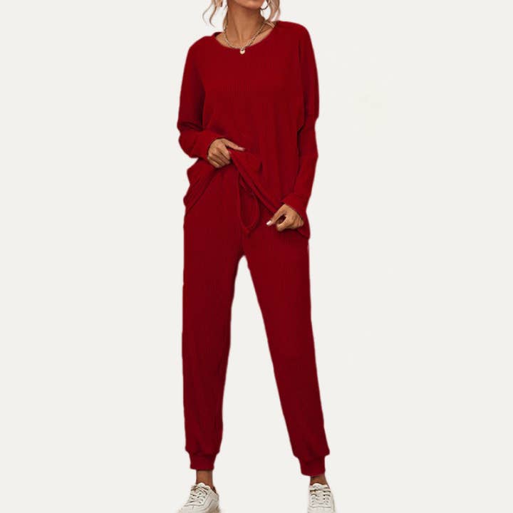 The Moment Collection - Wholesale Lounge Set - Women's - Chic And Cozy Ribbed Two-Piece Loungewear Set