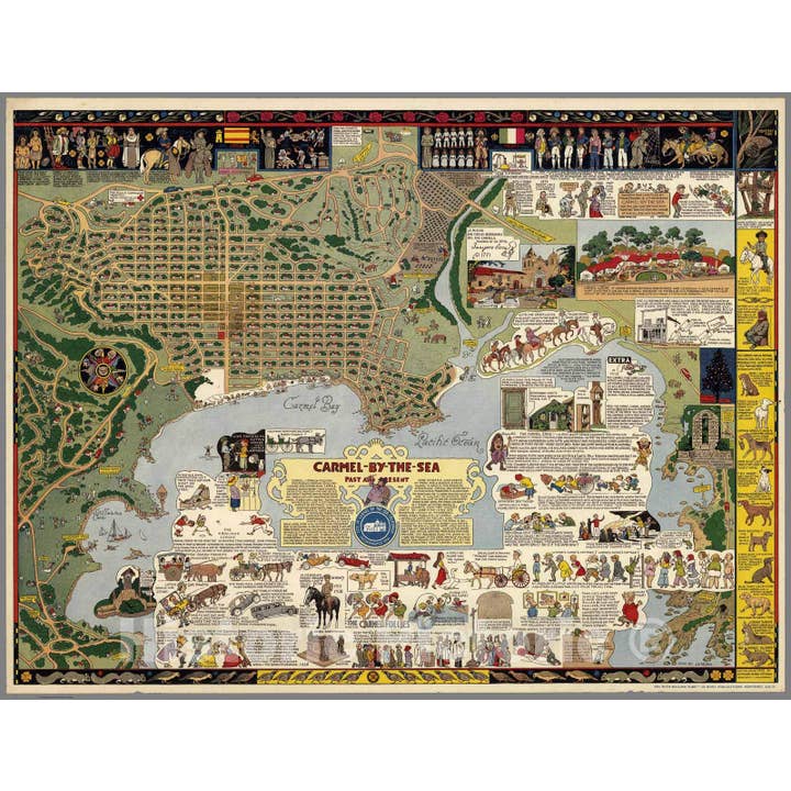 Historic Map Of Carmel-By-The-Sea 1942, Jo Mora V5 for wholesale by Historic Pictoric