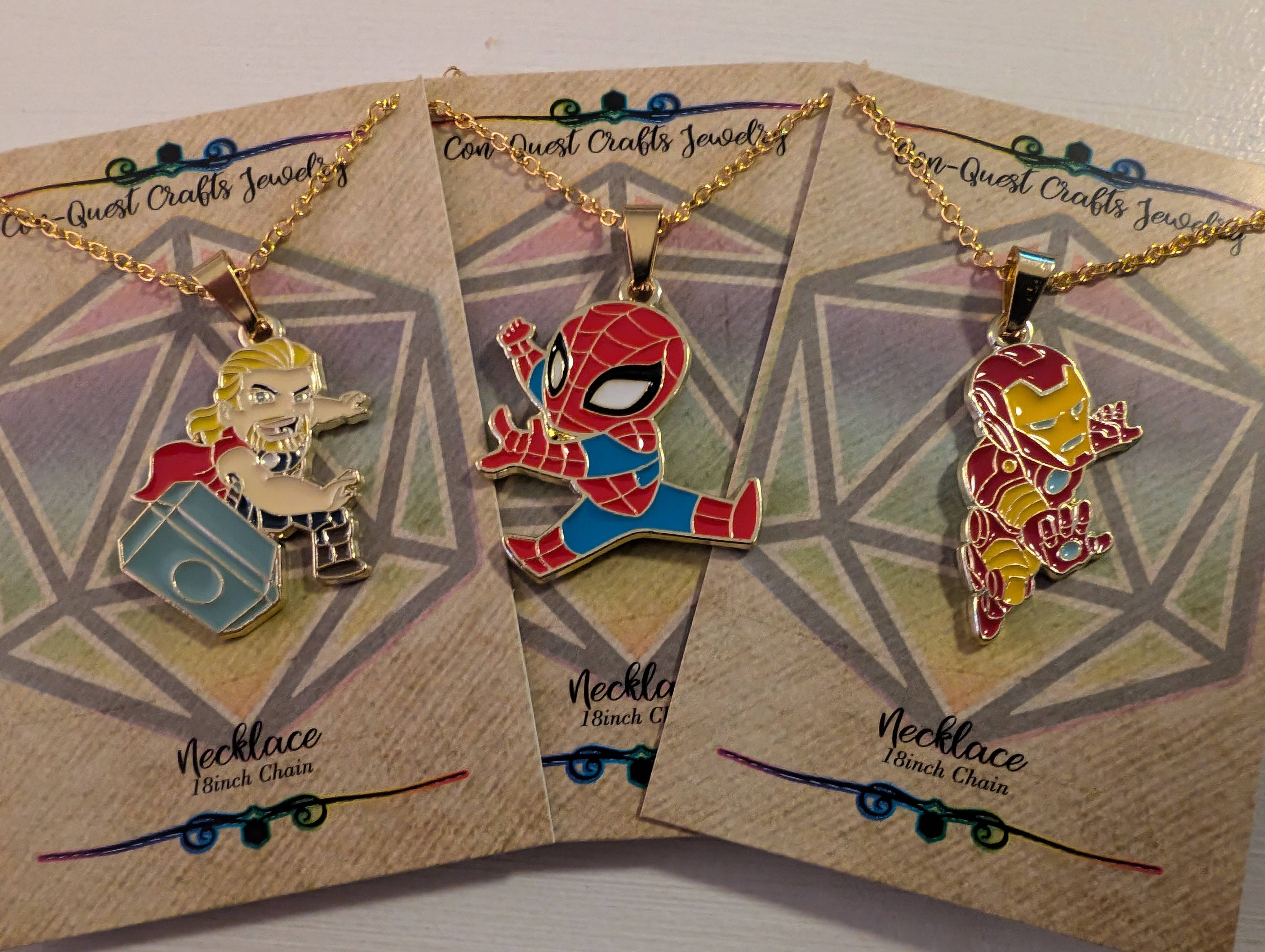 Con-Quest Crafts - Wholesale Jewelry Set - Superhero& Comic Inspired Earrings, Necklaces & Zipper Pulls5