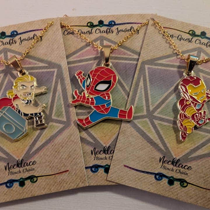 Con-Quest Crafts - Wholesale Jewelry Set - Superhero& Comic Inspired Earrings, Necklaces & Zipper Pulls5