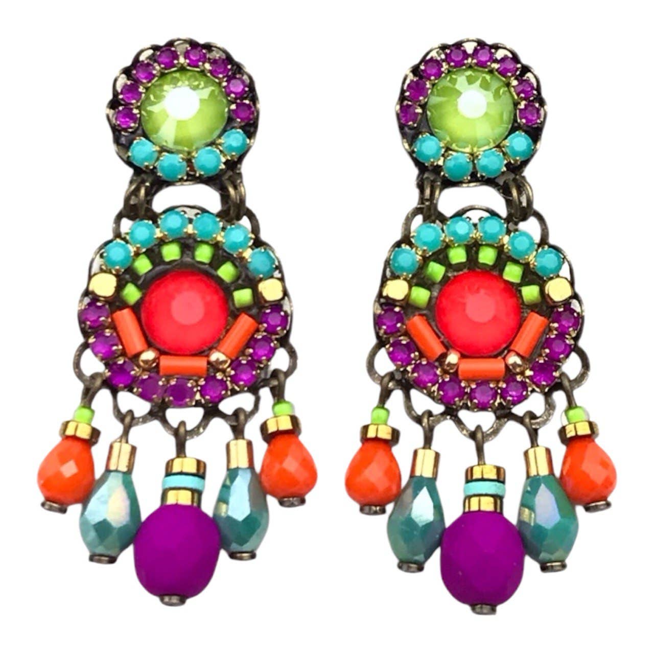 melizijewelry - Wholesale Dangle Earrings - Handmade crystal earrings Fluor World INCA1