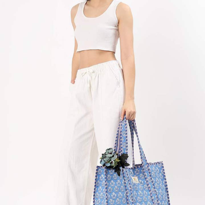 Hi Handmade - Wholesale Tote bag – Women's - Cotton Tote Bag - Blue Daisy9