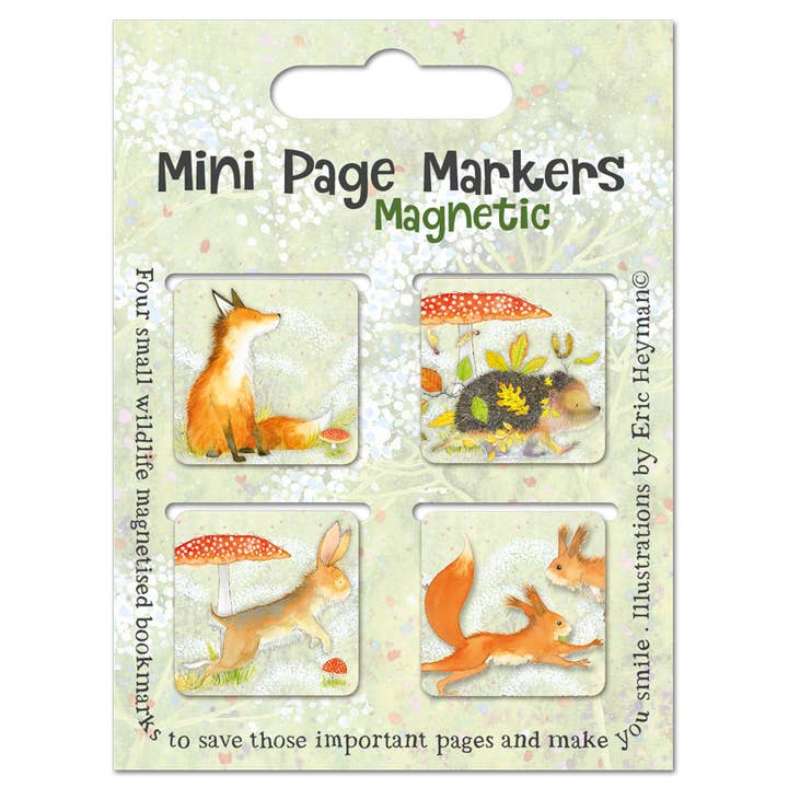 Wildlife Set of 4 Mini Magnetic Page Markers for wholesale by Emma Ball Ltd