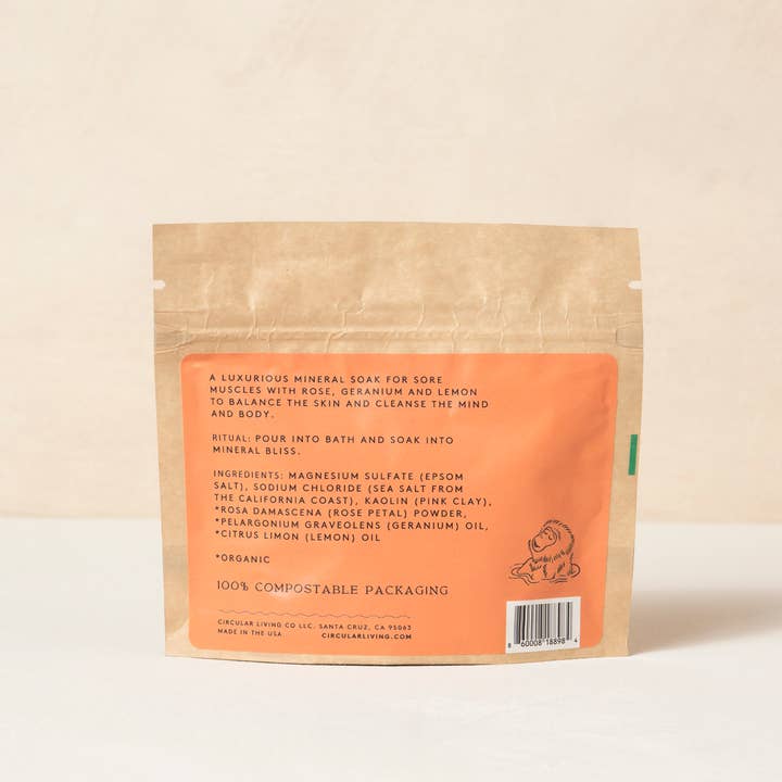 Circular Living – wholesale Badsalt och skumbad – Mineral Bath Soak Sachet, Rosenblad & Geranium1