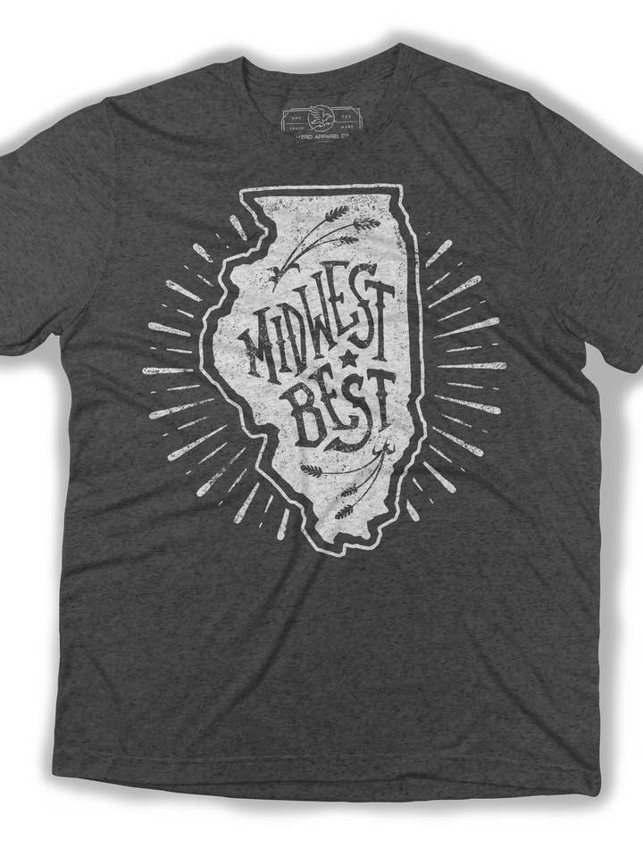 Camiseta Midwest Best, color gris para venta al por mayor de Half Hazard Press