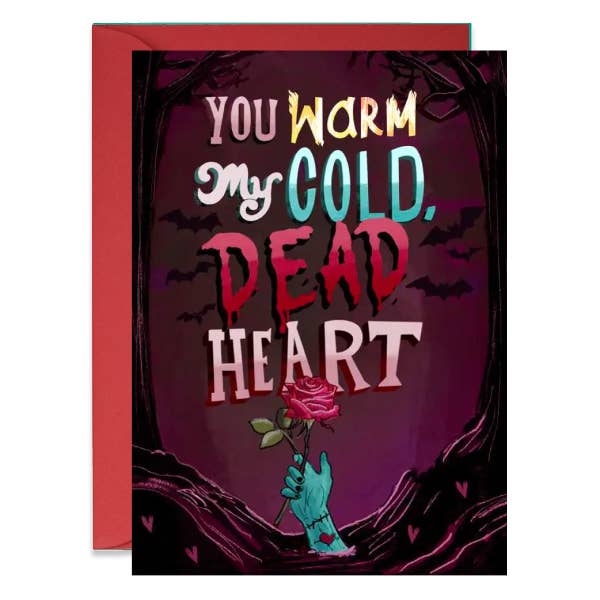 You Warm My Cold Dead Heart – Dark Romance Greeting Card for wholesale by Pam Casey Art