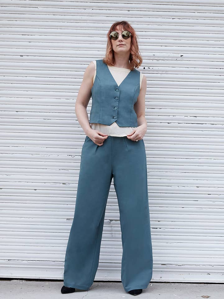 Aam - Wholesale Suit Vest - Women's - The Wool Vest - Teal Grey