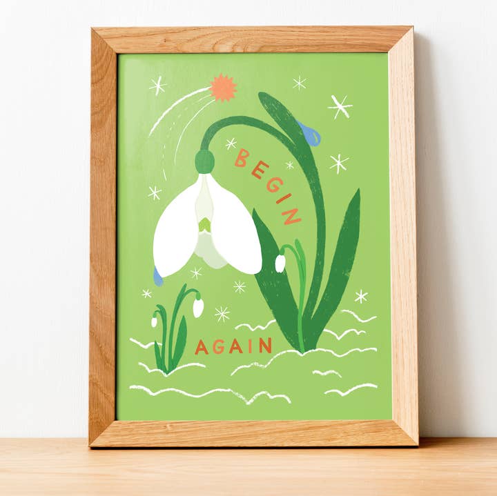 Lucy Scott Illustration - Wholesale Art Print - Begin Again Print, Mindful Illustrated Self Care Wall Art0