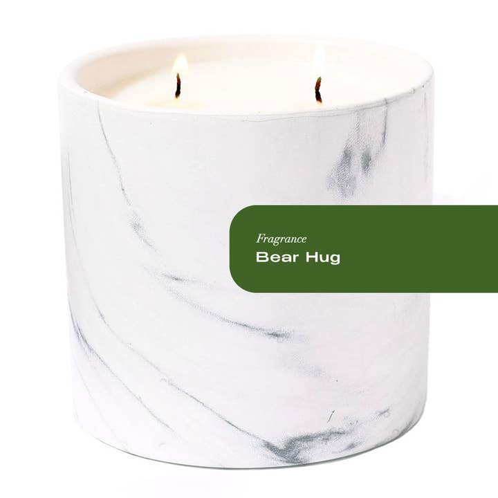 Bear Hug White Marble Candle 17oz for wholesale by Plant Based Candles