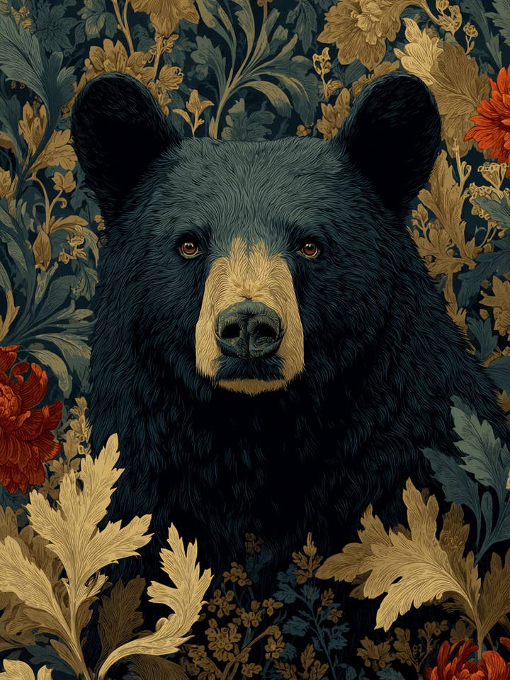 Art Nouveau Black Bear Portrait - American Wildlife Art Print - 8"x10" Artwork for 11"x14" Frame for wholesale by Mowbi