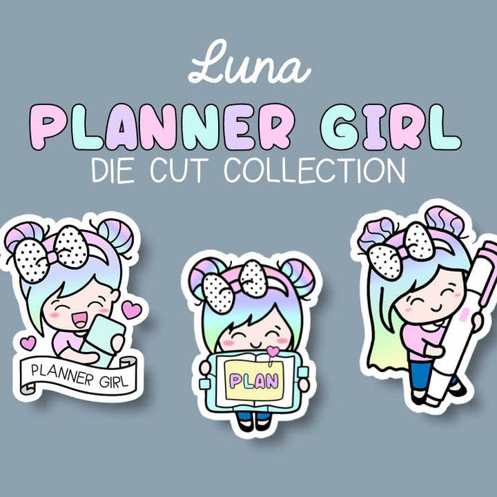 Luna Planner Girl Sticker DIE CUTS for wholesale by Shine Sticker Studio