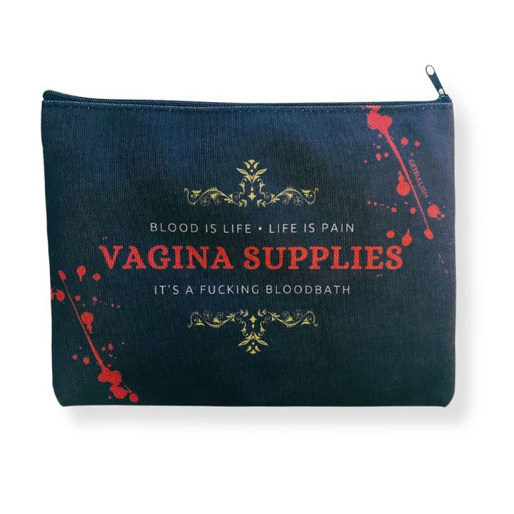 GetBullish Vagina Supplies Blood Bath Canvas Zipper Pouch 9.5" x 7" | Cosmetics Bag or Pencil Case for wholesale by GetBullish