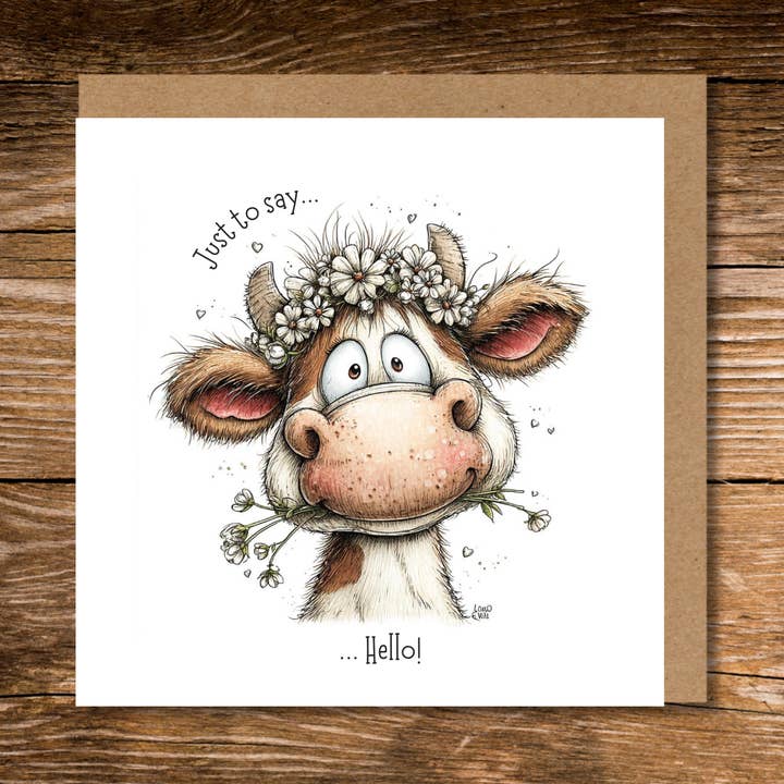 Whimsical Highland Cow Everyday Card for wholesale by Country Rose Norfolk
