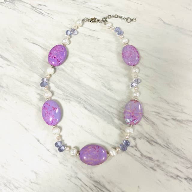 Fosfosiderit, Perle, Krystal Enkeltradet Halskæde for engroshandel hos Anita K By Blushing Pink