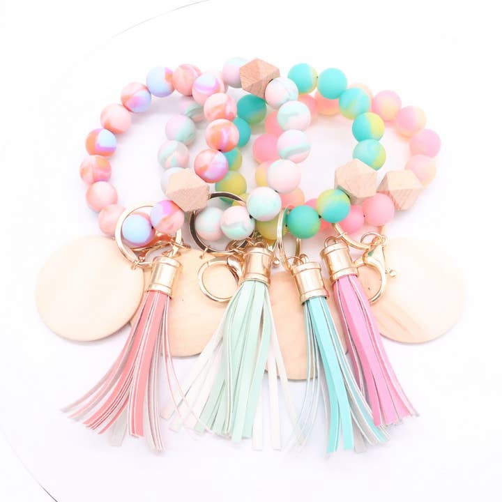Bracelet en perles de silicone avec disque en bois pour la vente par Southern Sawdust Mercantile