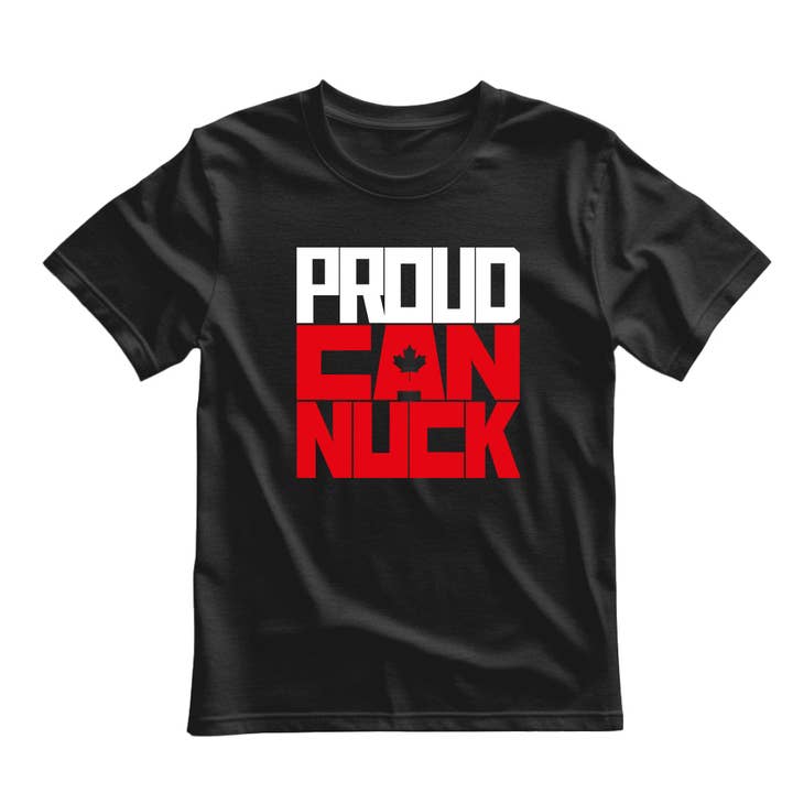 Proud Canuck Unisex Black T-shirt for wholesale by Motiva Gifts