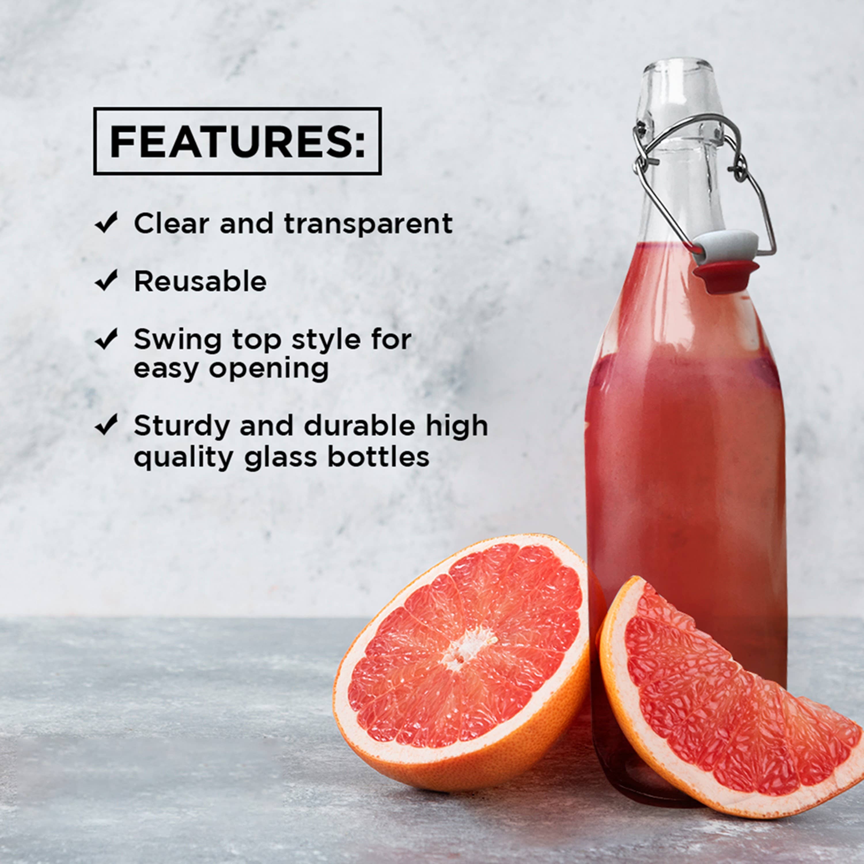 Nevlers - Wholesale Milk/Juice Bottle - Glass Swing Top Bottles - 17 oz. Round Design (Set of 12)2