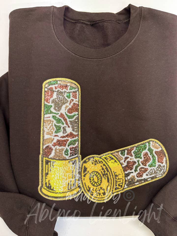 Camo ShotGun Shells Hunting Sequins Patch Sweatshirt for wholesale by ABLNco