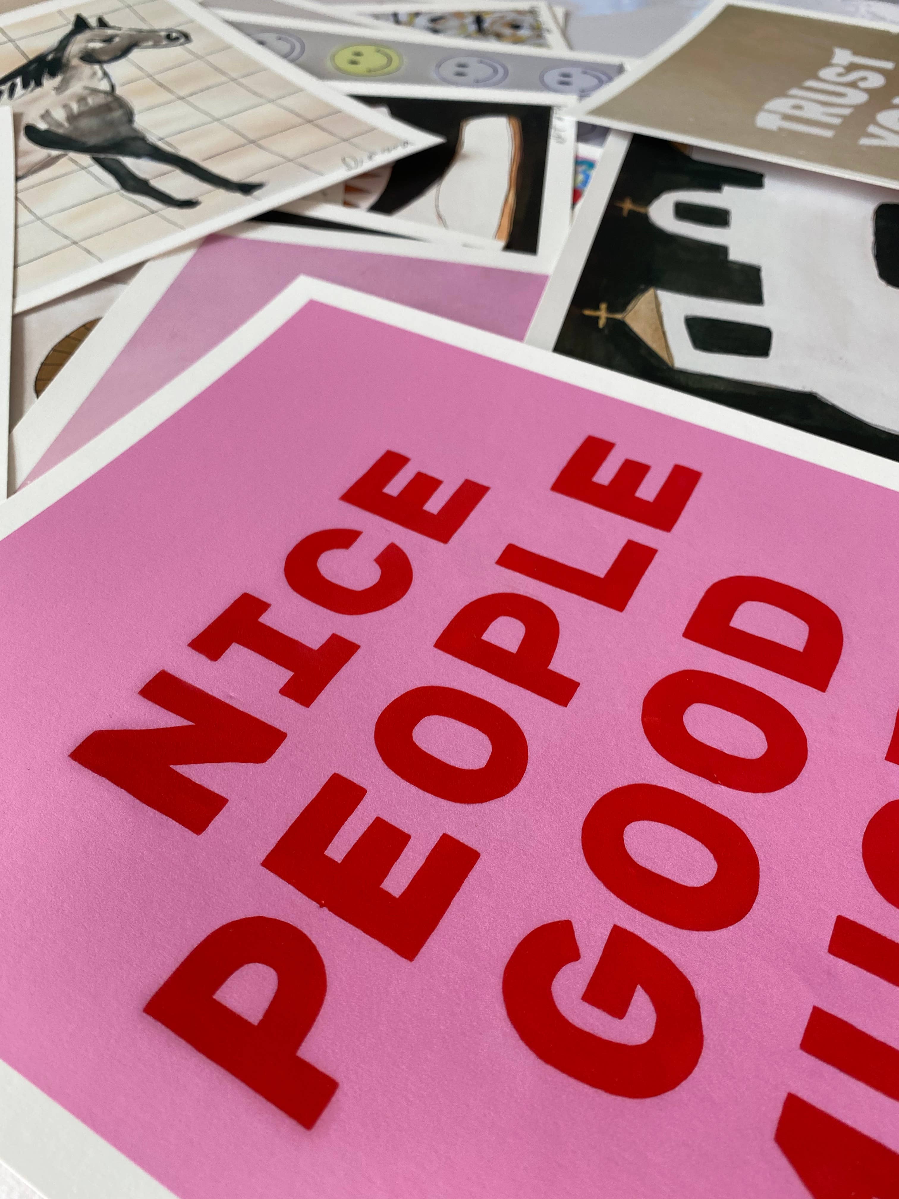 ALEX'S - Wholesale Art Print - Nice People Good Music Pink + Red Art Print3