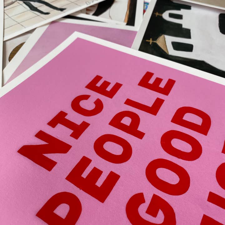 ALEX'S - Wholesale Art Print - Nice People Good Music Pink + Red Art Print3