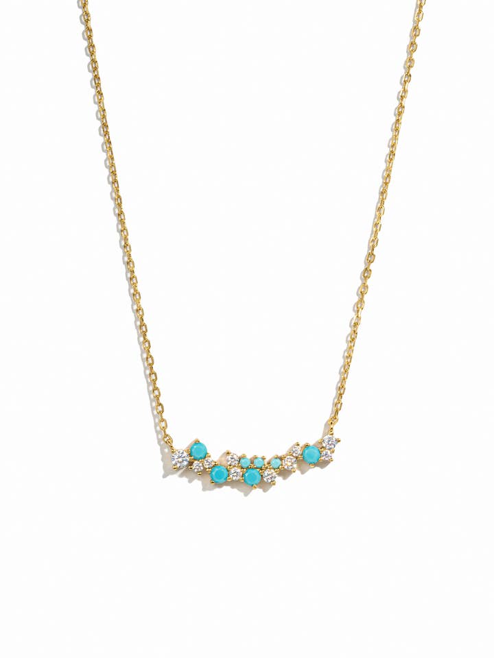 Turquoise & Diamond Cluster Necklace for wholesale by Sami Jewels
