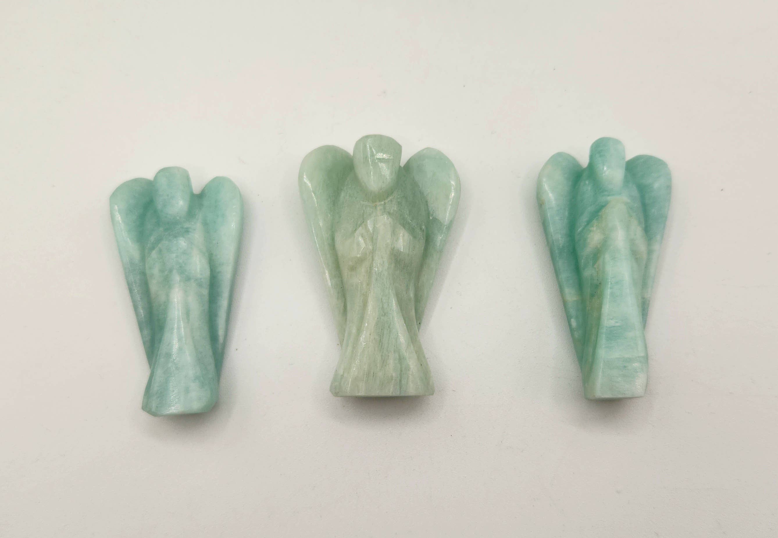 Meraki Gemstones – wholesale Decorative figurine – Amazonite Hand Carved Gemstone Angel Figurine 2" Tall 7