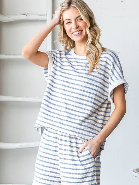 P4468HE10PL-PLUS SIZE URBAN RIBBED STRIPE CASUAL SHORT PANTS for wholesale by Sunday Morning