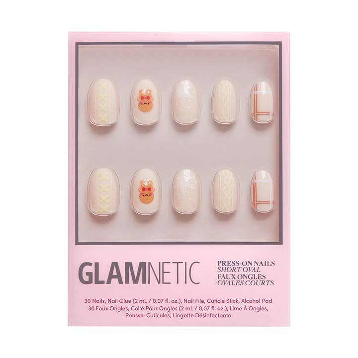 Glamnetic - Wholesale Press-On/Fake Nails - Gingerbread Knit Press-On Nails | Short Oval| Halloween Fall