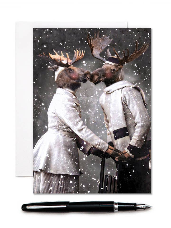 Moose Love - Blank Greeting Card for wholesale by The Lonely Pixel