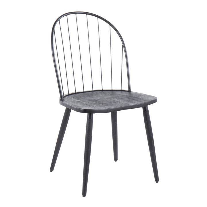 Black Metal Black Wood Riley High Back Chair - Set of 2 for wholesale on Faire1