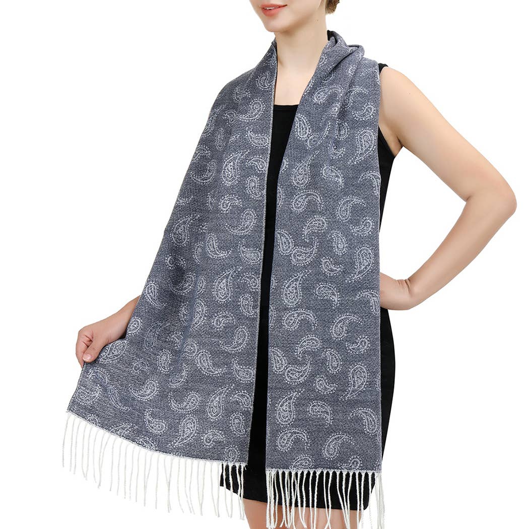 Fashion City - Wholesale Scarf – Women's - Cashmere Feel Soft Scarf with Paisley Design4
