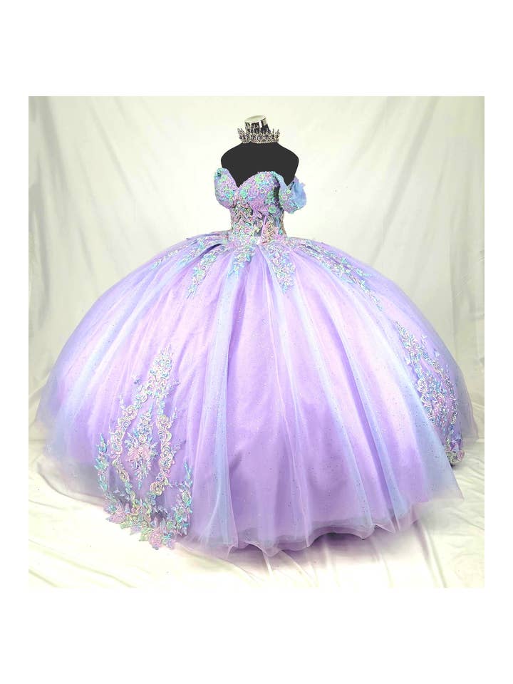 Lilla Skulderfri Quinceanera Kjole Med Blomster CHF3115 for engroshandel på Faire2