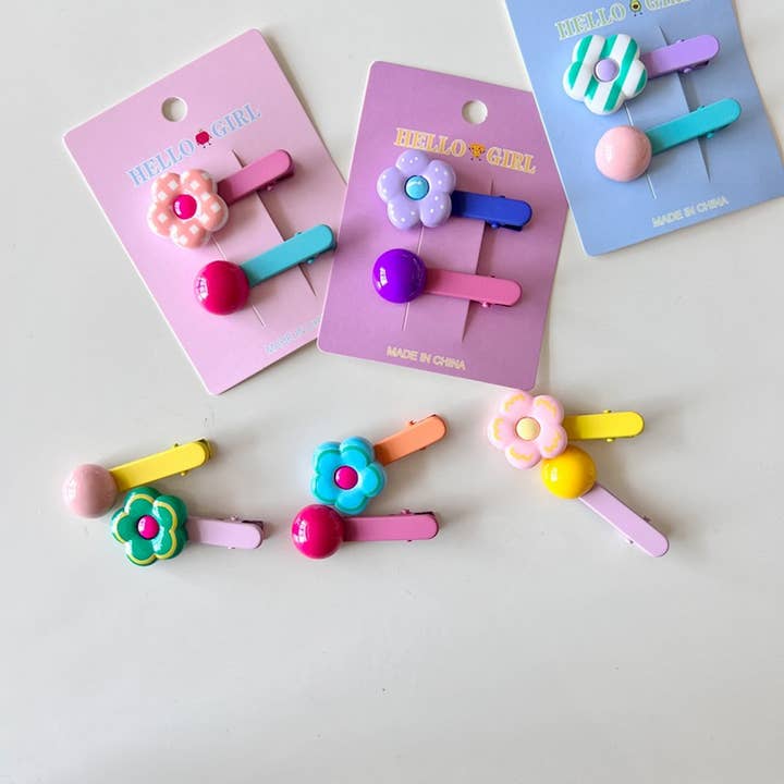 ACCITY - Wholesale Hair Clip - Kids - CHILDREN'S FLOWER ROUND BEAD HAIRPIN_CWAHA1821