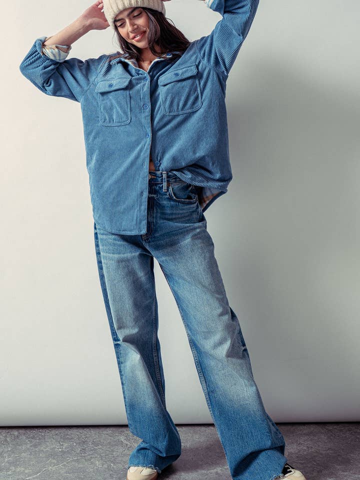 Urban Daizy - Wholesale Shirt Jacket/Shacket - Women's - Plaid Flannel-Lined Corduroy Shacket16