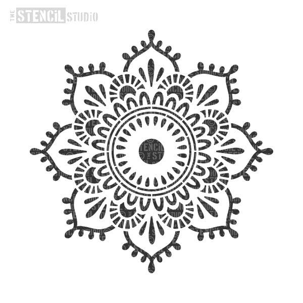 Eva Mandala Schablone mit indischem Motiv — Halbes Design für den Großhandel von The Stencil Studio