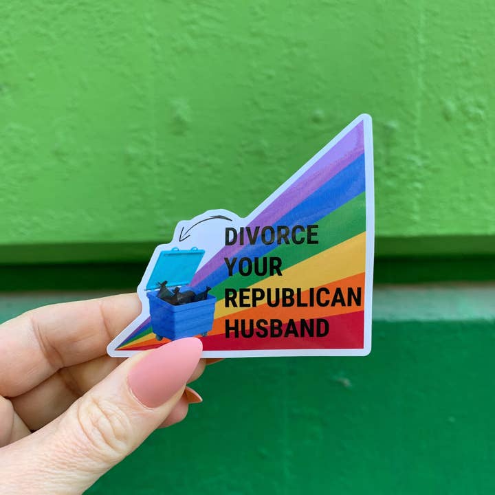 GetBullish - Wholesale Sticker - Divorce Your Republican Husband Glossy Die Cut Vinyl Sticker